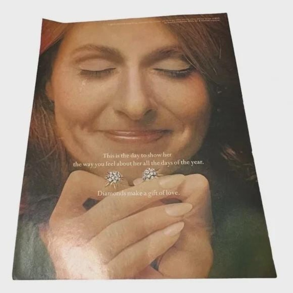 1970 DeBeers Diamonds Make a Gift of Love Original Vintage Print Ad